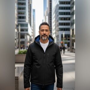 Hawke & Co Pro Series Outerwear Men black full zip hooded performance Size small